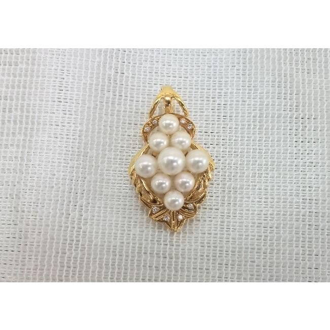 あこや本真珠　トップ　パール K18　ダイヤ入り