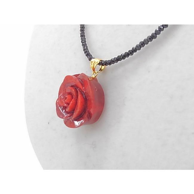ツジモト真珠の本珊瑚 ペンダント アフリカ珊瑚 ばら 20mm 赤