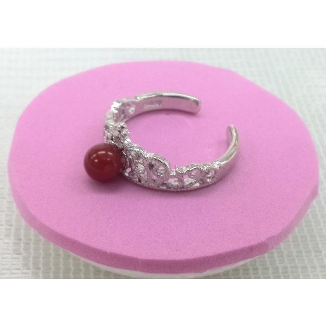 ツジモト真珠の本珊瑚 リング 赤珊瑚 5.0mm 胡渡り クラウン シルバー