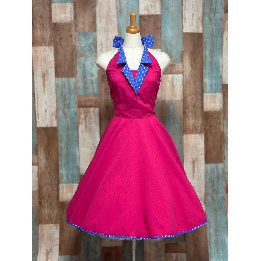 サーキュラーワンピース SpiceUp☆Groovy】襟付きホルターネックサーキュラーワンピース