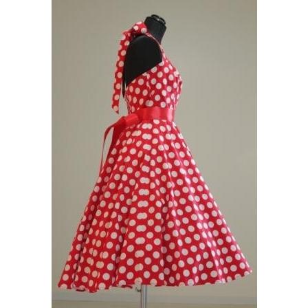サーキュラーワンピースXL ホワイト×青花柄ベルト付き50'sサーキュラーワンピース☆XL