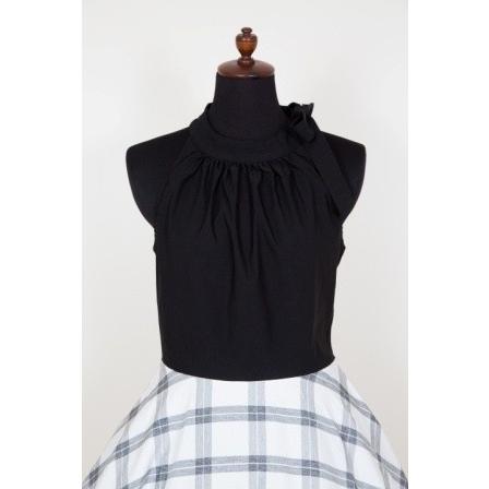 ブラックホルターネック×チェックサーキュラーワンピース☆S