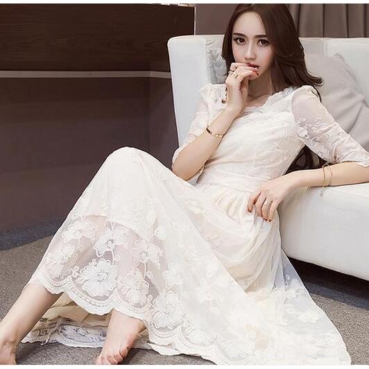 秋ワンピース 白ワンピース パーティードレス ロング丈 レディース ショートワンピース レース 長袖 姫系 結婚式 二次会 着痩せ Lyq50 Spillhope 通販 Yahoo ショッピング