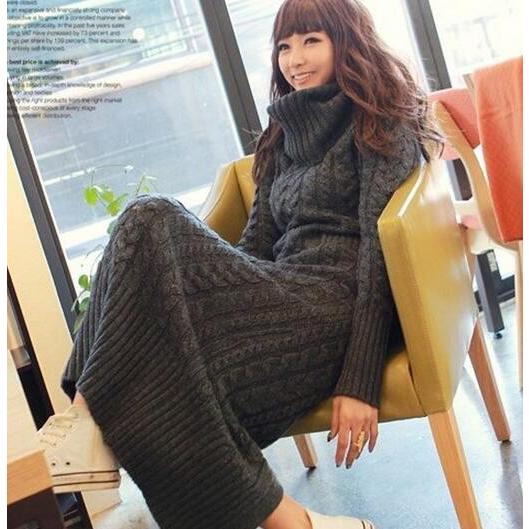 ニットワンピース ロング タイト ワンピース ロングワンピース ロングニット セーター レディース ケーブル編み リブ編み タートルネック スリット チュニック Lyq58 Spillhope 通販 Yahoo ショッピング