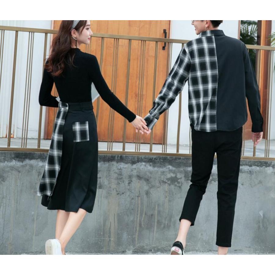 カップル シャツ スカート ペアルック ペア衣装 メンズ レディース シンプル ご夫婦 カップル ペア トップス ボトムス Qlzh35 Spillhope 通販 Yahoo ショッピング
