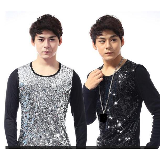 ダンスウェア メンズ ヒップホップ 演出服 長袖 Tシャツ スパンコール トップス ステージ衣装 キラキラ ジャズダンス Xh Shy07 Spillhope 通販 Yahoo ショッピング