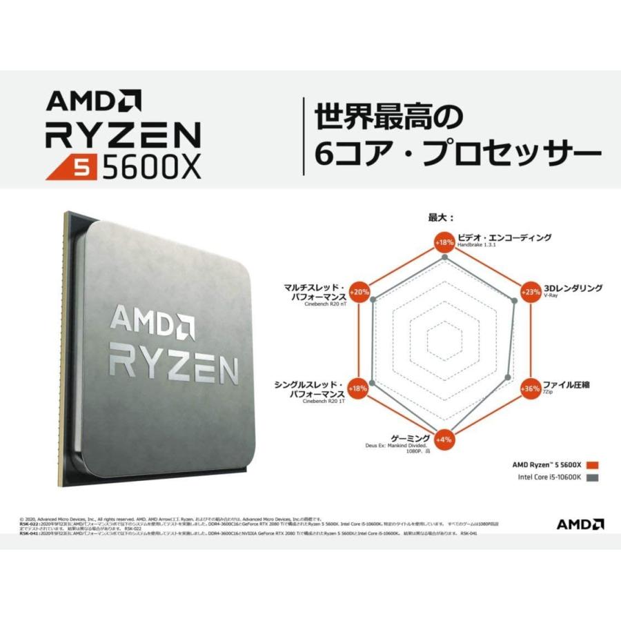 AMD Ryzen 5 5600X with Wraith Stealth cooler 3.7GHz 6コア / 12