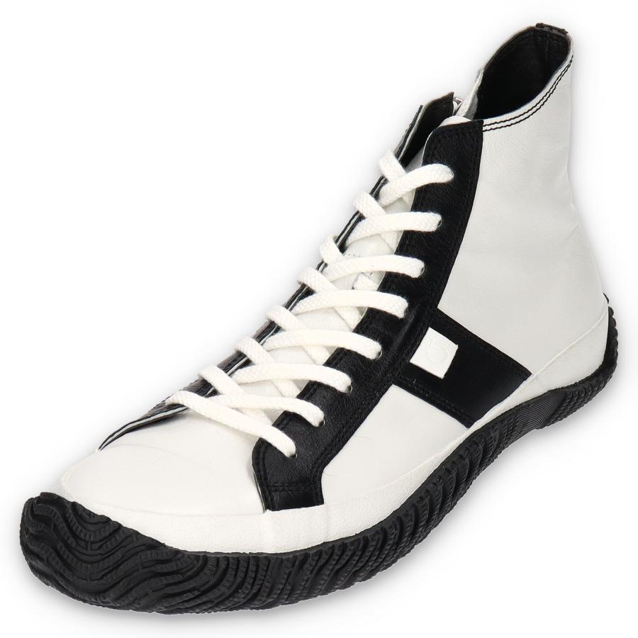 スピングル SPINGLE スニーカー メンズ レディース ハイカット SP-443 Shiro/Kuro スピングルムーブ カンガルーレザー 日本製 シロ/クロ SPINGLE（スピングル） (スピング) SP-443 Shiro/Kuro シロ/クロ