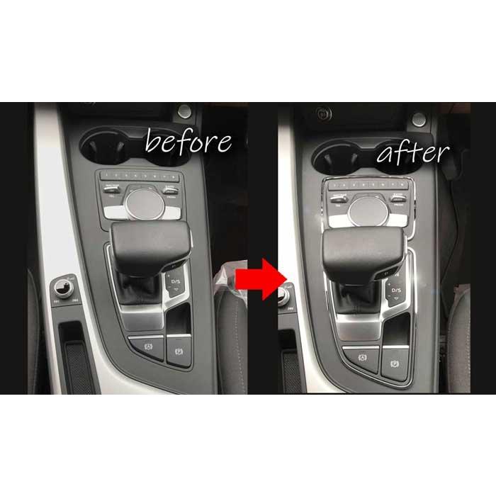 アウディ/AUDI A4(8W/B9) シフト＆ナビコントロールトリムset/クローム【Halt Design/ハルトデザイン製 ...