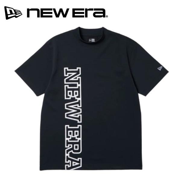 ニューエラ ゴルフ 半袖 ミッドネック Tシャツ 鹿の子 Vertical Logo ブラック NEW ERA (14859922) 2026年春夏モデル | NEW ERA