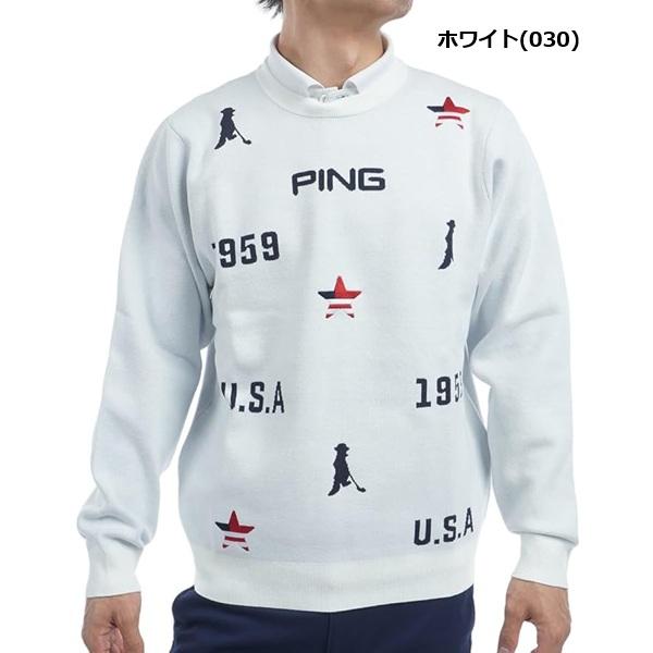 ピン ゴルフ メンズ USA柄 ジャカード クルーネック ニット PING 621-4270901 | PING | 01