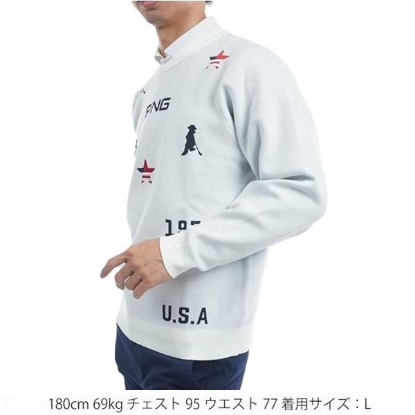 ピン ゴルフ メンズ USA柄 ジャカード クルーネック ニット PING 621-4270901 | PING | 03