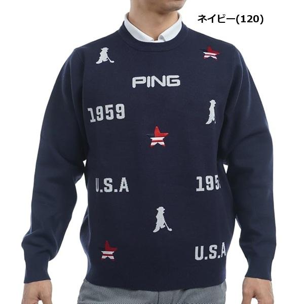 ピン ゴルフ メンズ USA柄 ジャカード クルーネック ニット PING 621-4270901 | PING | 02