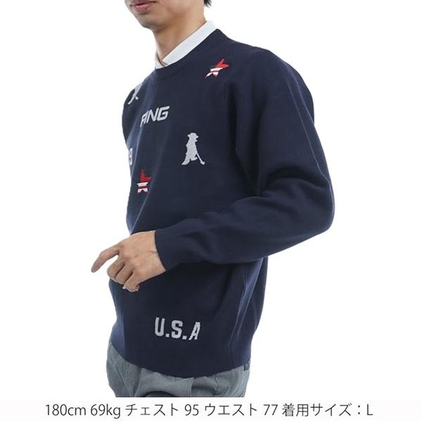 ピン ゴルフ メンズ USA柄 ジャカード クルーネック ニット PING 621-4270901 | PING | 05