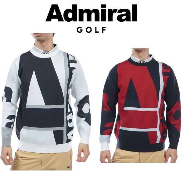 アドミラル ゴルフ メンズ ポップロゴジャカード　クルーネックセーター ADMIRAL ADMA367 2023年秋冬モデル | Admiral Golf