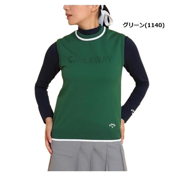 キャロウェイ ゴルフ レディース ベスト ピンタックロゴ クルーネック ニットベスト Callaway Golf C24219200 | Callaway | 02