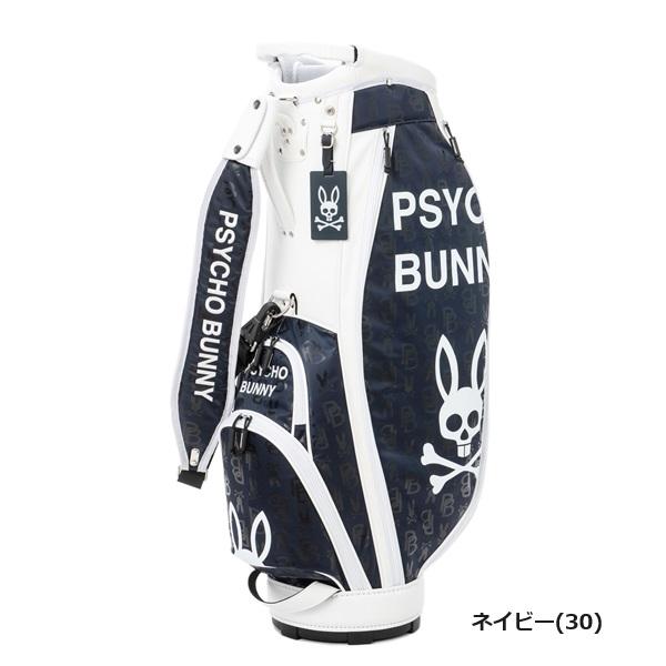 【良品】大人気モデル サイコバニー カート式 キャディバッグ ホワイト×ネイビー Psycho Bunny（サイコバニー） ゴルフ カートキャディバッグ MONOGRAM