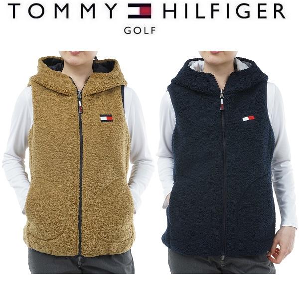 トミーヒルフィガー ゴルフ レディース リバーシブルボア フリースベスト TOMMY HILFIGER GOLF THLA374 2023年秋冬モデル | TOMMY HILFIGER GOLF