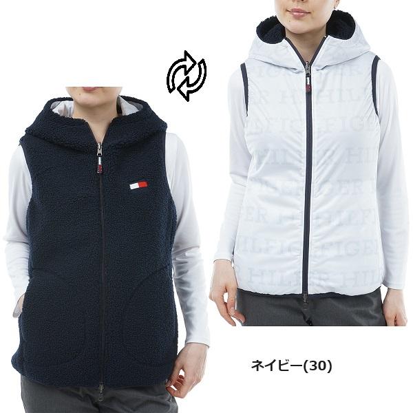 トミーヒルフィガー ゴルフ レディース リバーシブルボア フリースベスト TOMMY HILFIGER GOLF THLA374 2023年秋冬モデル | TOMMY HILFIGER GOLF | 01
