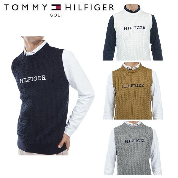 トミーヒルフィガー ゴルフ メンズ ケーブルクルーネックニットベスト TOMMY HILFIGER GOLF THMA354 2023年秋冬モデル | TOMMY HILFIGER GOLF