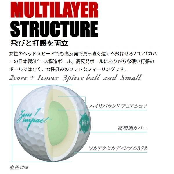 キャスコ ゴルフボール ゼウスインパクト ジョシスリー １ダース 12個入り 新品 Zeusimpact 女子3 【非公認球】 2023年発売 | kasco | 06