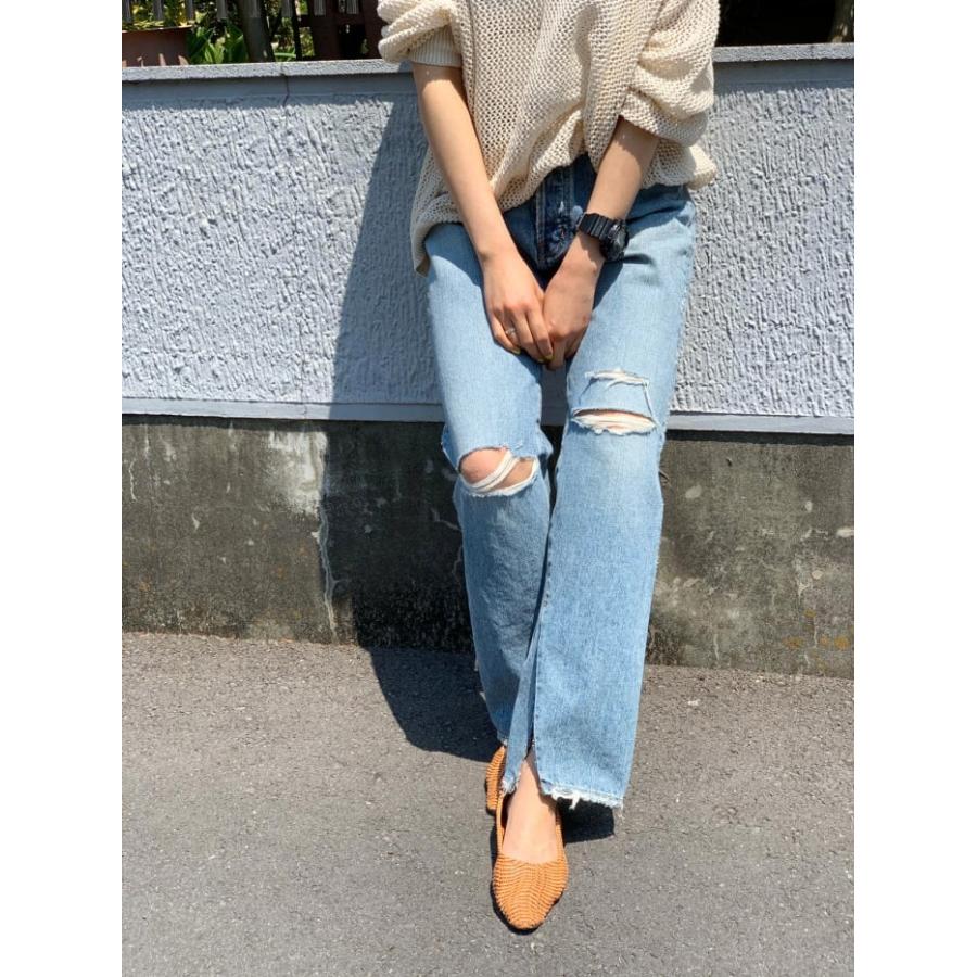 アングリッド パンツ ヘムスリットクラッシュストレートデニム レディース Chikuma Online Store 通販 Yahoo ショッピング