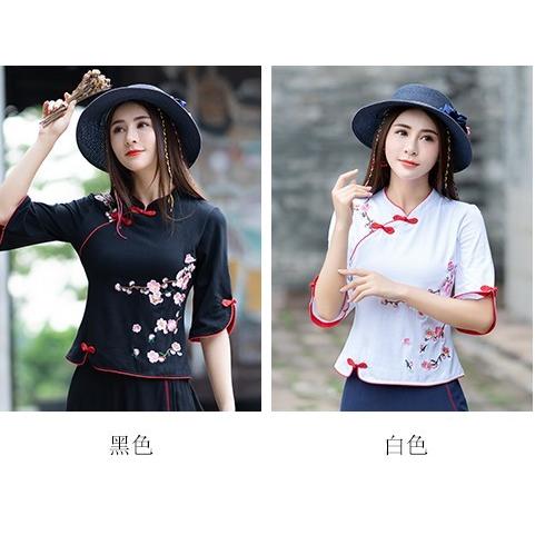 Tシャツ チャイナ トップス レディースTシャツ 太極拳 七分袖 : 香凛