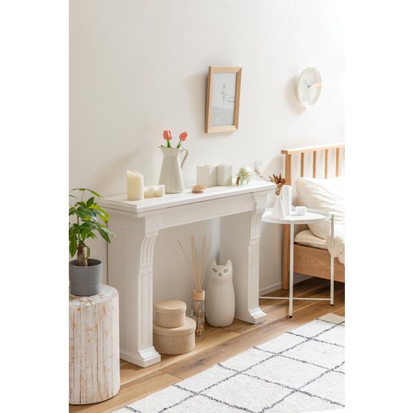 マントルピース ホワイト シャビーシック 暖炉 飾り棚 天然木 アンティーク風 韓国インテリア