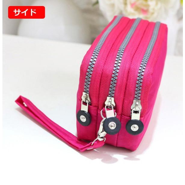 マルチポーチ 3ファスナー 小物入れ おしゃれ ファスナー付き 仕切り