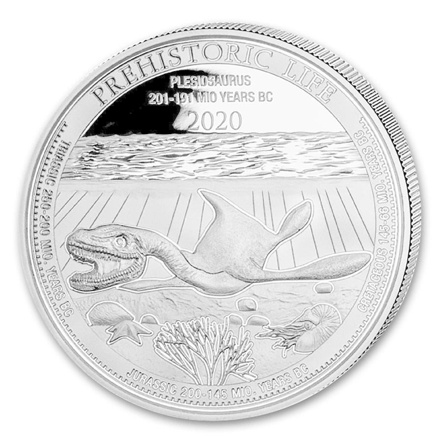 未流通品　コンゴ共和国　銀貨　1オンス　プレシオサウルス　2020年　シルバーコイン　趣味　収集　コインカプセル入り｜splendidcoin