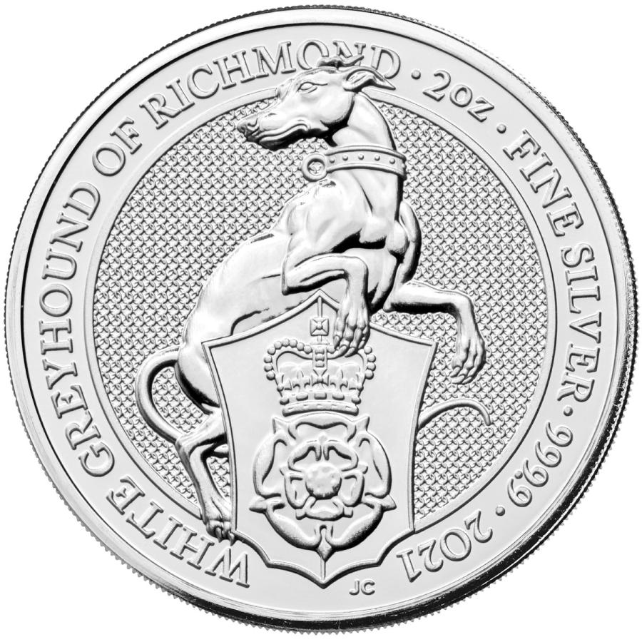 未流通品 クイーンズビースト 2oz グレイハウンド 新品 イギリス コインカプセル付き 銀貨 シルバーコイン 純銀 銀製品 :spld