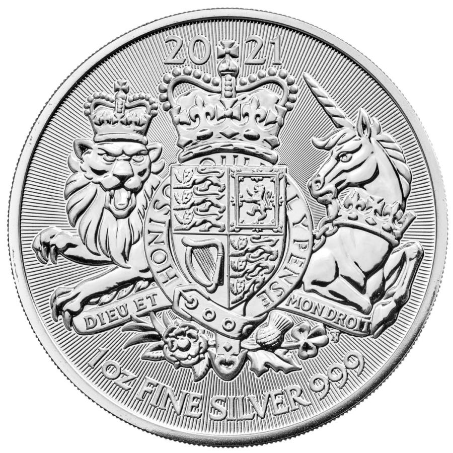 未流通品　ロイヤルアームズ　イギリス　２０２１年　１オンス　純銀　銀貨　シルバーコイン　0.999 コレクション　コインカプセル入り｜splendidcoin