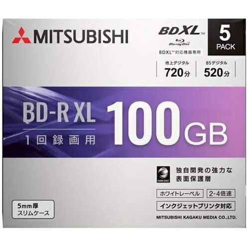 三菱化学メディア 4倍速対応BD-R XL 5枚パック 100GB ホワイト 
