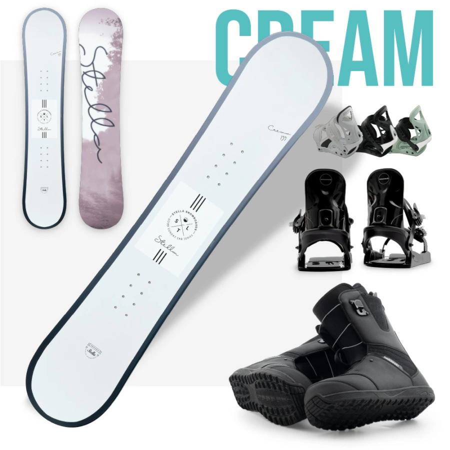 スノーボード 板 3点セット Q-LACE クイックレースブーツ CREAM 