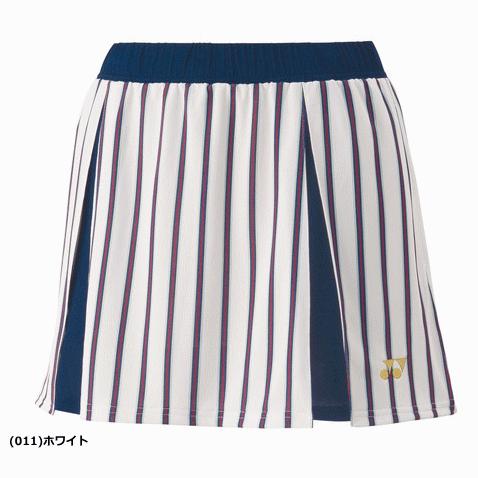 新品！YONEX ストライプスカート Mサイズ ホワイト・ネイビー YONEX（ヨネックス） スカート スコート ユニホーム ゲームパンツ