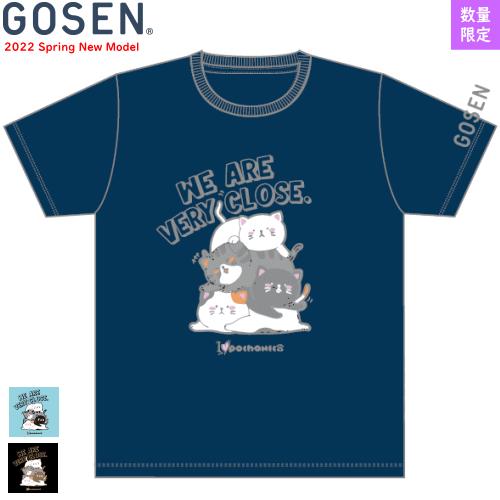 GOSEN ゴーセン ソフトテニスウェア バドミントンウェア 半袖Tシャツ 練習着 着替え ぽちゃ猫 NPT45 ユニセックス