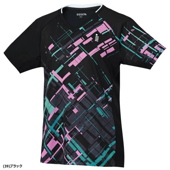 GOSEN 幾何学模様 Tシャツ 黒/白/ピンク　上下セット GOSEN（ゴーセン） ゲームシャツ ユニホーム 半袖シャツ ソフトテニス