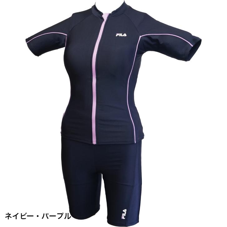 FILA（フィラ） 水着 レディース タンキニ フルジップ 半袖セパレート