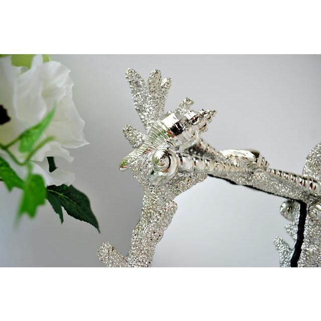 ミラースタンド おしゃれ スクエア シェル シルバー 鏡 卓上 西海岸 コースタル コーラルリビング 結婚祝いに インテリア |  | 01