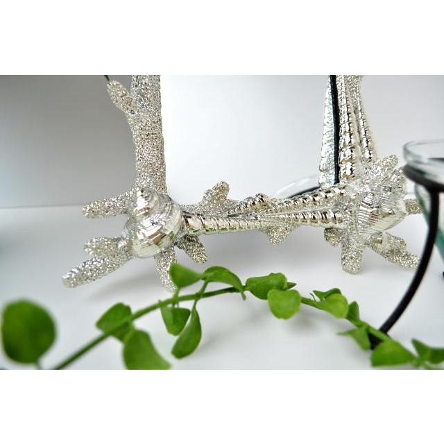 ミラースタンド おしゃれ スクエア シェル シルバー 鏡 卓上 西海岸 コースタル コーラルリビング 結婚祝いに インテリア |  | 02