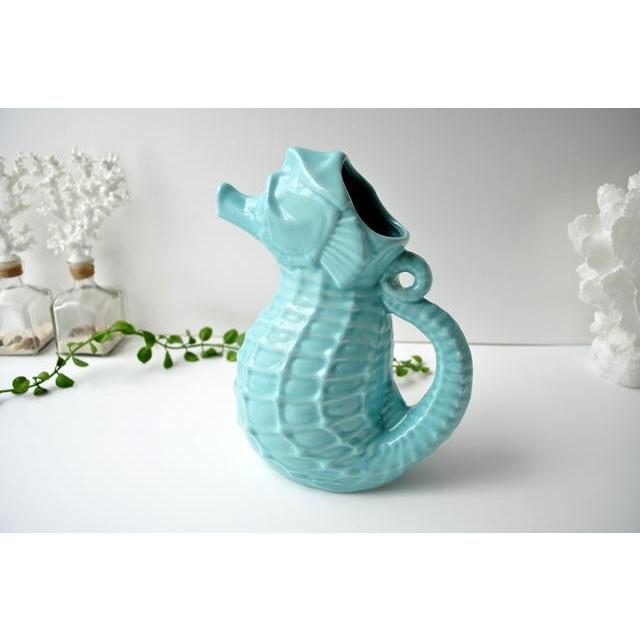 タツノオトシゴピッチャー ホワイト・ブルー ピッチャー おしゃれ 水差し ジャー カフェ キッチン 花瓶 フラワーベース 陶器 オブジェ |  | 03