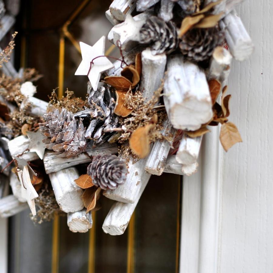 リース シックな自然素材 ホワイトウッド＆スター 北欧 ギフト インテリア おしゃれ ホワイト コースタル 西海岸　玄関ドア |  | 03