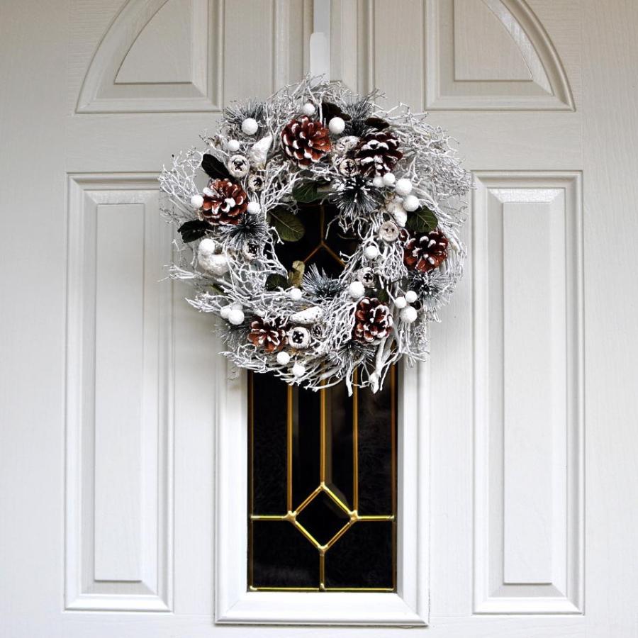 リース シックな自然素材 ホワイトの小枝 北欧 ギフト インテリア おしゃれ ホワイト コースタル 西海岸　玄関ドア |  | 01