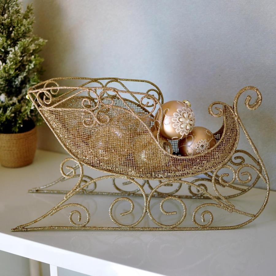 ゴールドワイヤーソリオブジェ クリスマス キラキラ ソリ シャンパンゴールド かわいい 北欧 ギフト インテリア ゴールド シルバー オブジェ 西海岸 | 