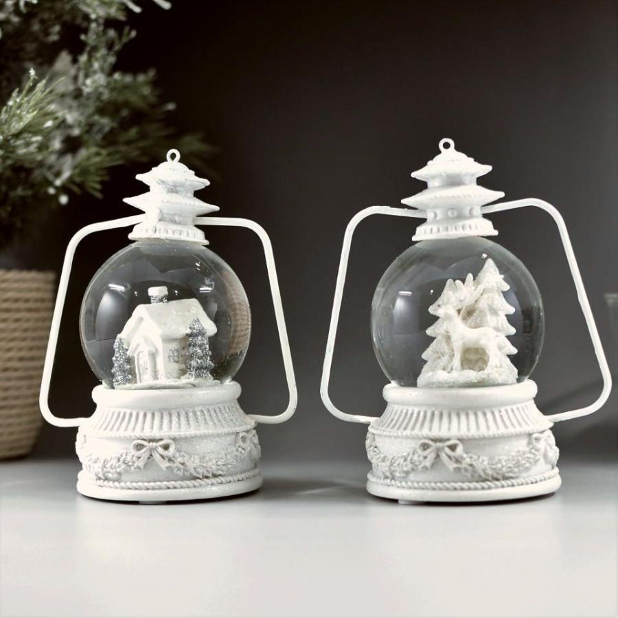 LEDミニランタン スノードーム ホワイト クリスマス LEDライト シンプル 北欧 ギフト ツリー インテリア | 