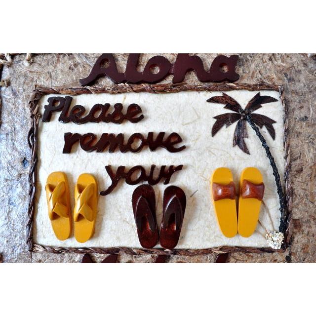 サインボードBタイプ 玄関 靴は脱いでね サンダル カワイイ ハワイアン 壁飾り （ハワイ買い付け） |  | 01