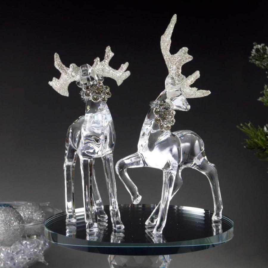 トナカイ 透明 クリスマス 置物 北欧インテリア リビング ２個セット |  | 01