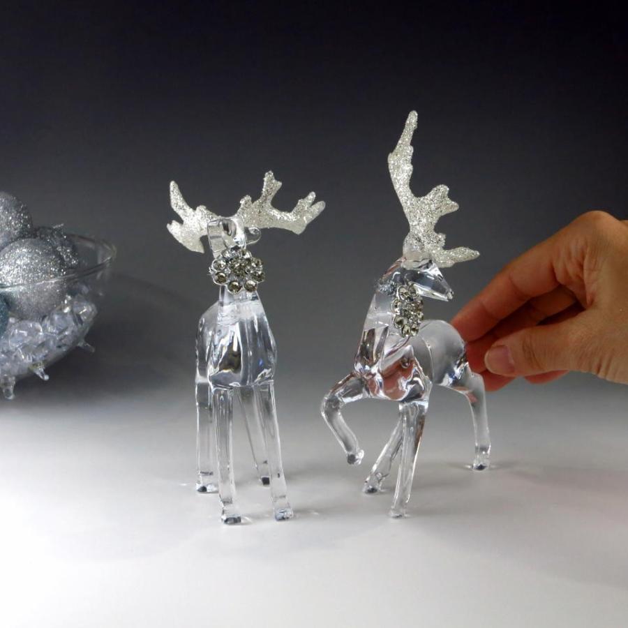 トナカイ 透明 クリスマス 置物 北欧インテリア リビング ２個セット |  | 05