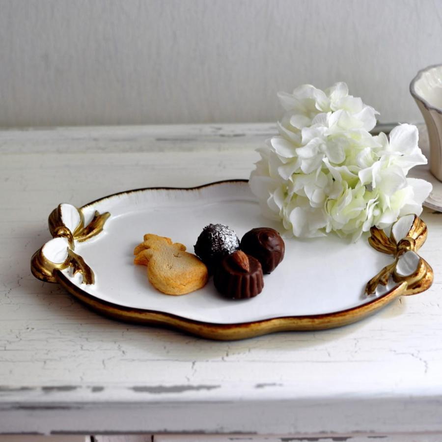ベルサイユトレイ オーバル ダイニング雑貨 飾り皿 おしゃれ リボン インテリア ギフト 西海岸 アンティーク クラシック | 