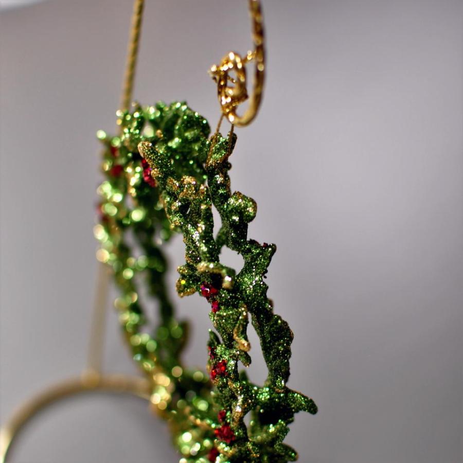 グリーンリーフオーナメントミニリース　キラキラ　クリスマス　オーナメント　ヒイラギ　かわいい　オシャレ |  | 03